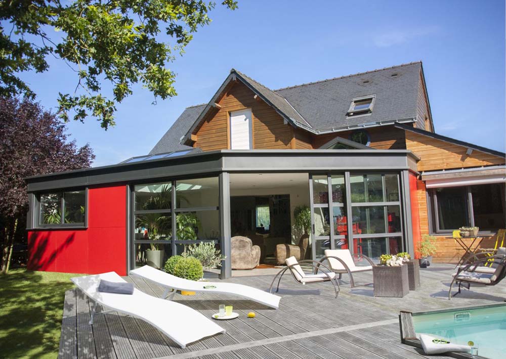 Toiture plate et extension de maison